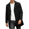 thumbnail image 2 of Purcolt Mens Trench Coat Notched Lapel Single Breasted Mid Long Jacket Windbreaker Casual Windproof Overcoat Pea Coat, 2 of 8