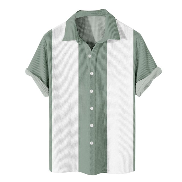 Men's Hawaiian Printed Button Short Sleeve Shirts Men's Casual Fashion Short Sleeve Shirts M