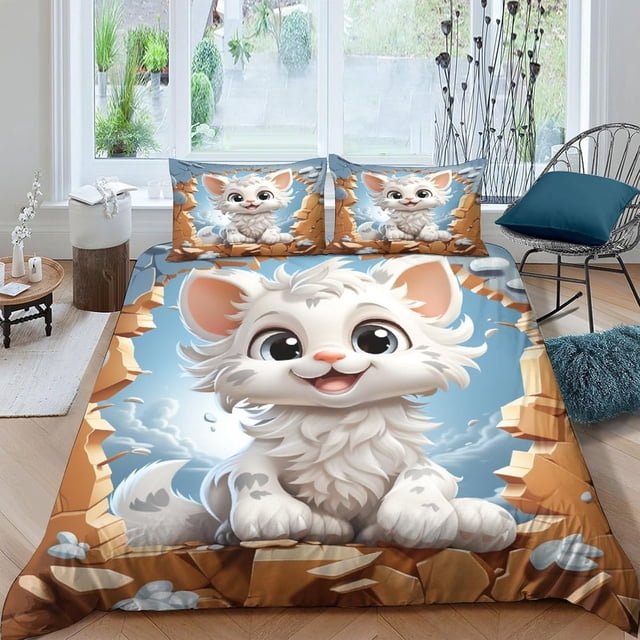 Funda de edredón 3D Imprimir lindos patrones de animales para niños Niñas Fundas de edredón Fundas nórdicas