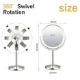 thumbnail image 6 of Wattne Rechargeable Lighted Makeup Mirror with 3 Color Lights, 8 Inch Magnifying Mirror Double Sided Led Vanity Mirror, 10X Magnification Cosmetic Light up Mirror (Brushed Nickel), 6 of 7