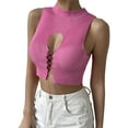 thumbnail image 3 of Coduop Women Cut Out Knit Vest,Sleeveless Turtle Neck Hollowed Tie-up Slim Fit Going Out Crop Tops, 3 of 7