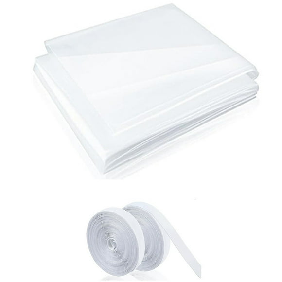 Moocorvic Window Insulation Kit Cuttable Transparent Film with Adhesive Straps Reusable for Patio Winterizing Thicken Warm Winter Waterproof Attic Insulation Cover, 70.87" × 47.24"