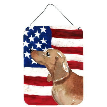 Red Tan Dachshund Patriotic Wall or Door Hanging Prints