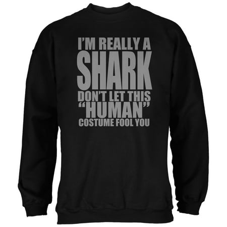 - Halloween Human Shark Costume Black Adult Sweatshirt