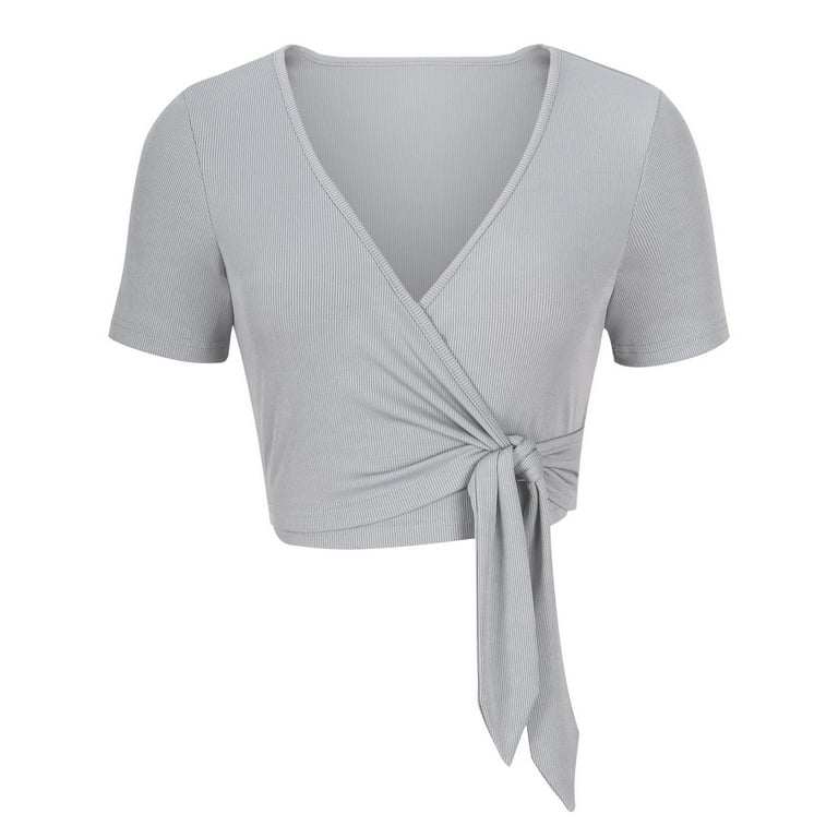 Casual Short sleeve Solid Color Bandage T-shirt Casual Short sleeve Solid Color Bandage T-shirt