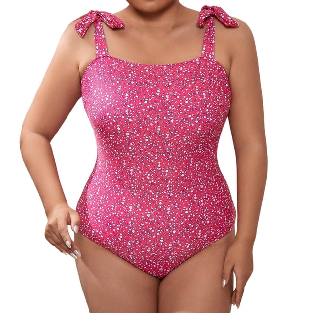 Aayomet Womens Bathing Suits Swimsuit Multi Color Solid Color Big Size Swimsuit Knitted Swimsuit (Hot Pink, XXL)