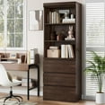 thumbnail image 2 of Towallmark 70" Tall Bookcase with 3 Drawers, Bookshelf w/ 3 Tier Open Shelves, Modern Deep Storage Book Shelf Storage Cabinet Organizer for Living Room Home Office, 2 of 8