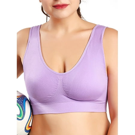 

LilyLLL Plus Size S-6XL Womens Full Coverage Wirefree Padded Sports Yoga Bra