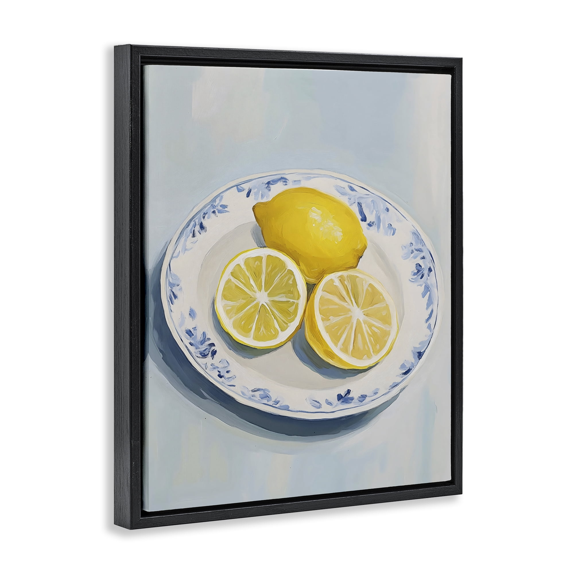 Stupell Industries Plate of Juicy Lemons Black Framed Floater Canvas Wall Art, design by The Prints Vibe