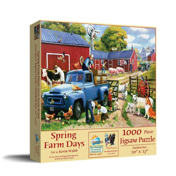 SUNSOUT INC - Spring Farm Days - 1000 pc Jigsaw Puzzle by Artist: Kevin Walsh - Finished Size 20" x 27" - MPN# 13718