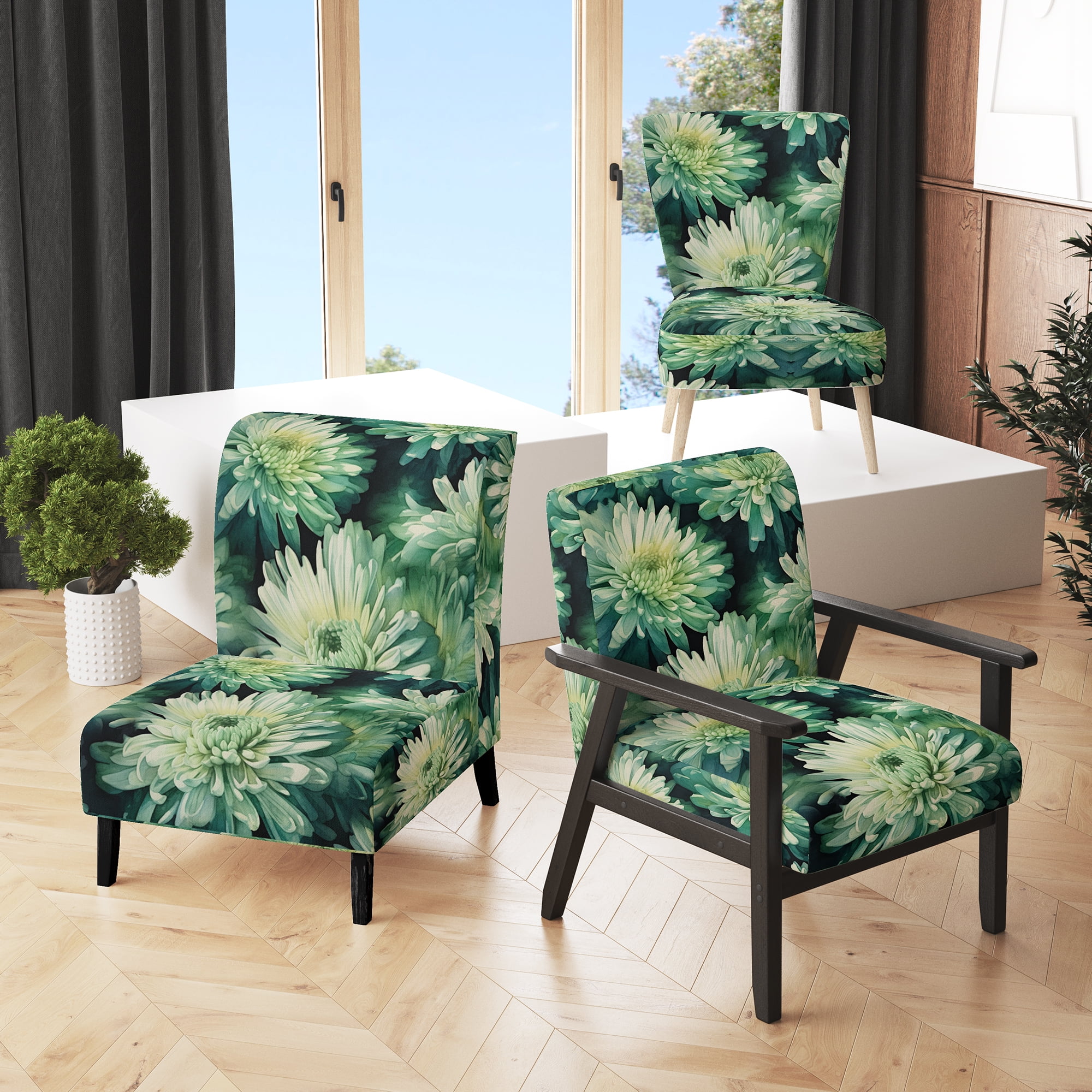 Green floral chair discount