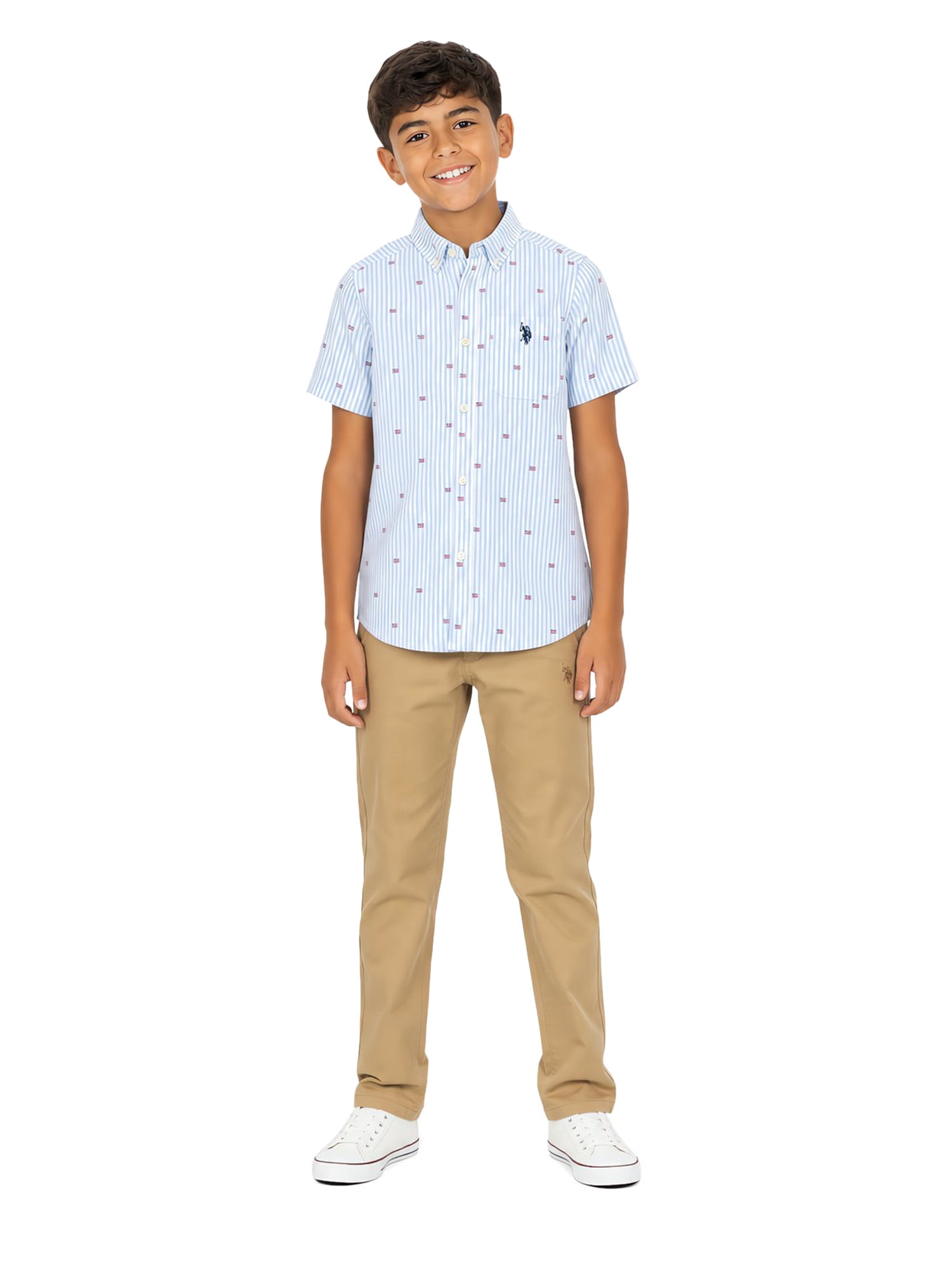 U.S. Polo Assn. Short Sleeve Button-Up Shirt for Boys, Size 4-18