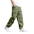 thumbnail image 7 of ATOGUTA Cargo Sweatpants for Boys Wide Leg School Uniform Pants Kids Elastic Waist Flowy Summer Beach Lounge Trousers with Pockets Size 7-16, Green, 7 of 7