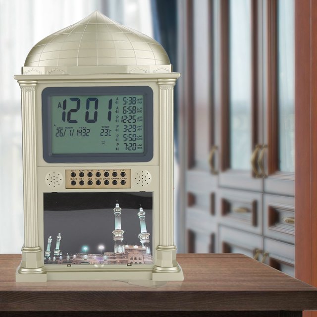 Reloj Islámico, Reloj De Pared, Reloj Digital, 1 Uds., Plástico, Oración Islámica, Calendario Digital, Pantalla De Tiempo, Alarma, Reloj De Pared Dorado ANGGREK Clock