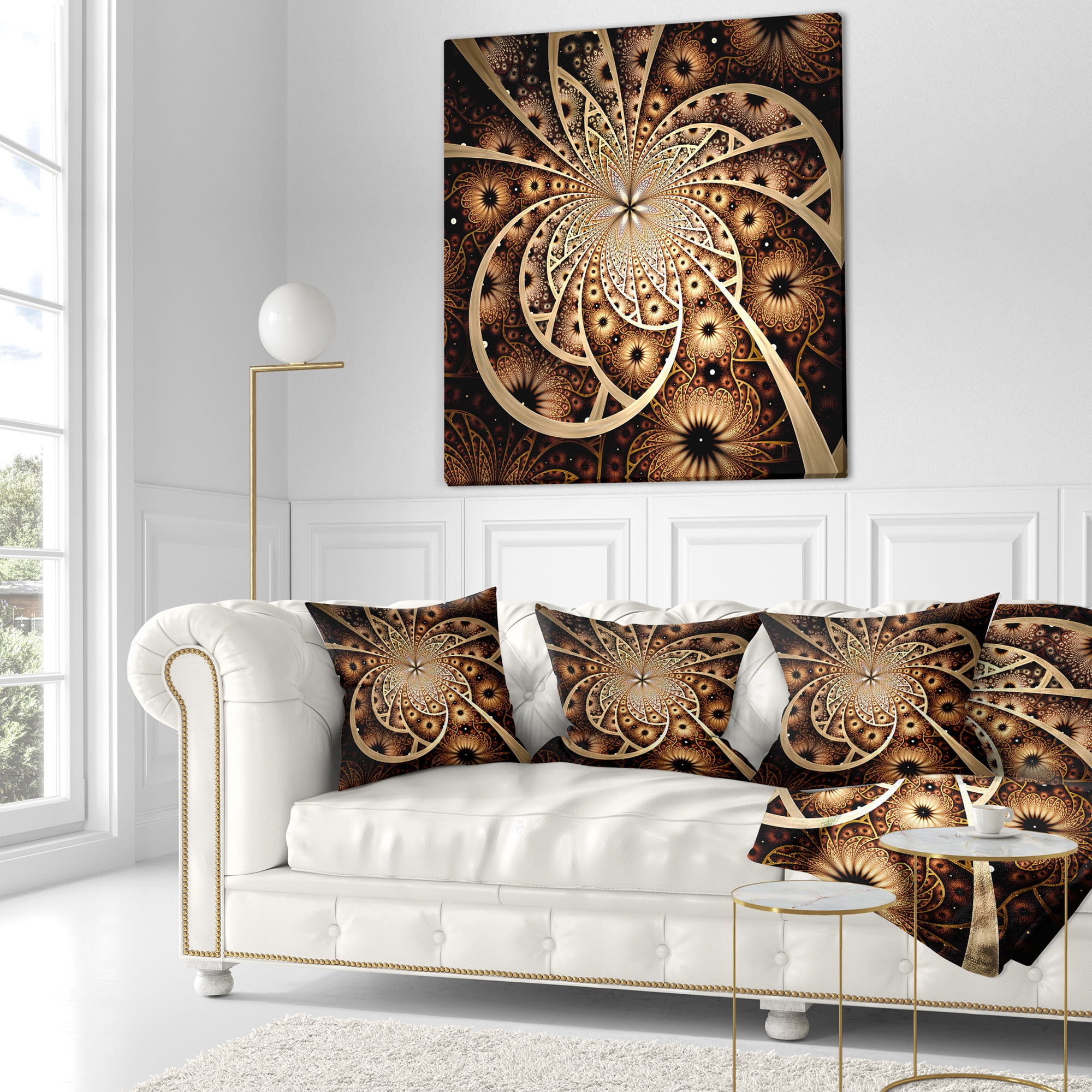 Designart 16" x 16" Contemporary, Modern Black Polyester Throw Pillow