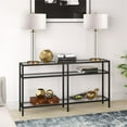 thumbnail image 2 of Pemberly Row 55" 3-Shelf Metal Black and Bronze Console Table with Glass Shelves, 2 of 7