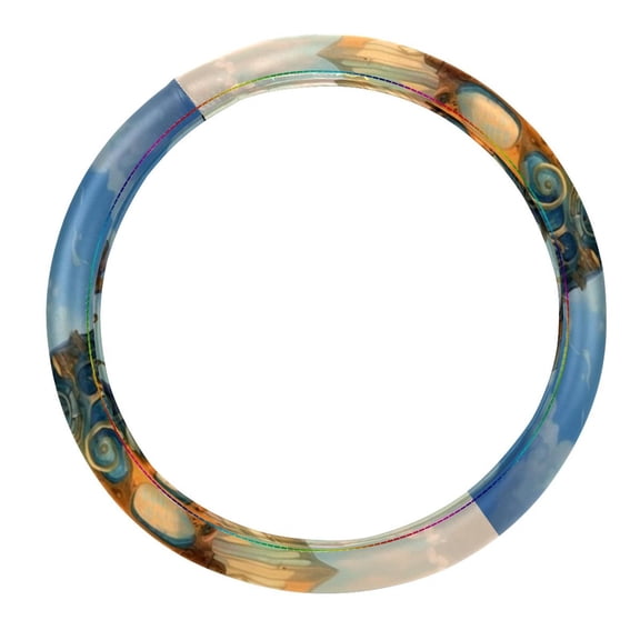Hippocampus Car Wheel Covers Steering Wheel Covers Steering Wheel Cover 14.5 Inch Printing PVC Leather Auto Accessories
