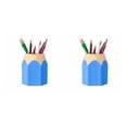 thumbnail image 2 of Seitruly Plástico Extraíble Suministros para estudiantes Forma de lápiz Portalápices de doble azul 2piezas, 2 of 5