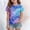 Dark Blue, variant on Girls Celestial Star Print Short Sleeve Graphic Tee Casual Round Neck Top For Everyday Play T-Shirts Kids Short Sleeve Crewneck Solid Basic Tees Casual Tops