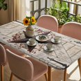 thumbnail image 3 of Texas Star Vintage Table Cloths for 3 Foot Rectangle Tables, Brown Retro Berry Wooden Patio Waterproof Elastic Fitted Tablecloths, Washable Rectangular Table Cover for Camping, 3 of 8