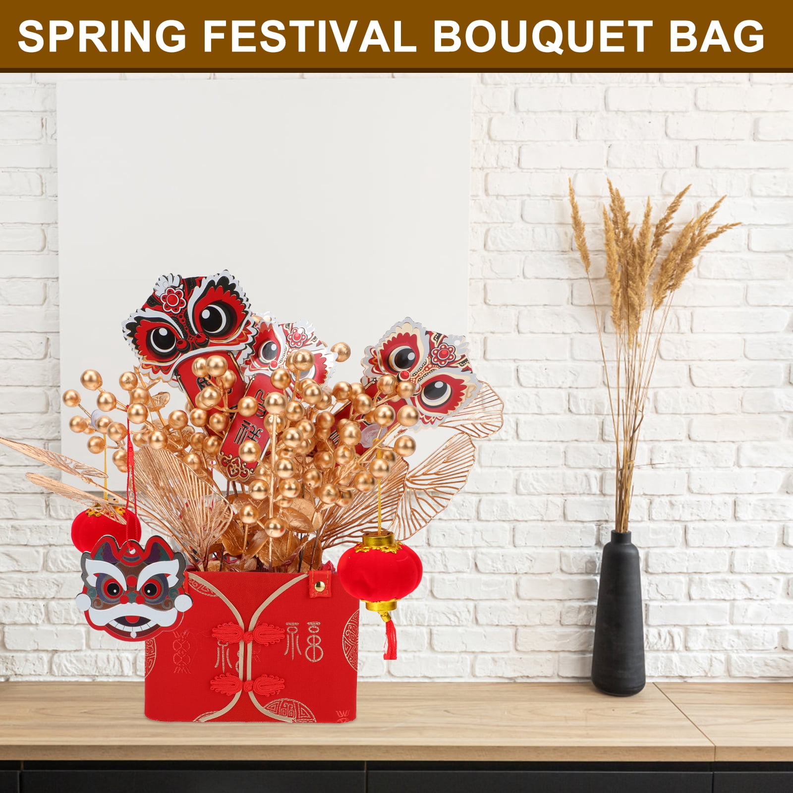 Jiyike 2pcs New Year Spring Festival Flower Bouquet Bags Flower Wrapping Bucket Gift Handy Bag