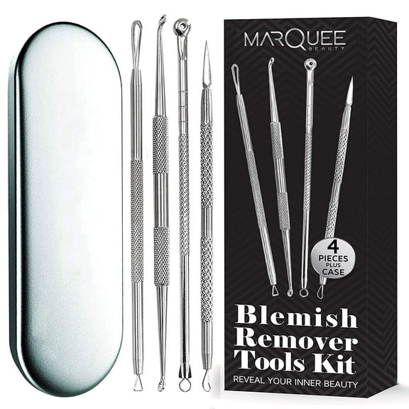 Blackhead, Whitehead, Pimple, Zit Remover Kit, Comedone Extractor Tool Treatment Skin Blemish and Acne Scar Removal 4-piece