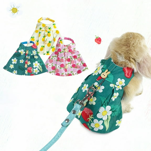 Sarkoyar Pet Dress Adjustable Neck Circumference with Traction Rope Cotton Rabbit Guinea Pig Clothes for Small Animal