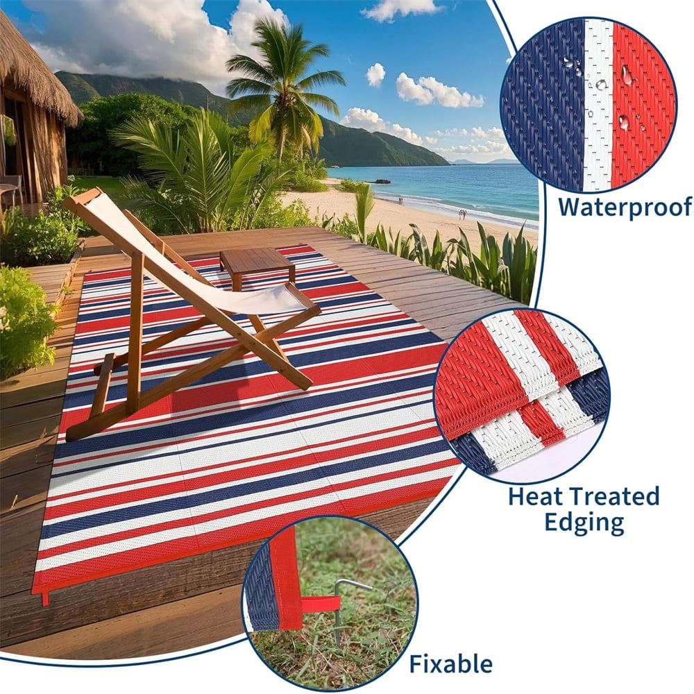 Waterproof Outdoor Rug 8x10/9×12/9×18, Plastic Straw Patio Camping Rug, Indoor Outdoor RV Mat Carpet for Deck, Camper, Porch, Balcony, Backyard, Picnic