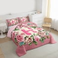 thumbnail image 3 of Homewish Chic Letter H Full Size Comforter Sets for Teens, Western Flower Floral Bedding Comforter Set, Vintage Fashion Style Reversible Bedding Sets, Breathable Home Decor, 3pcs, 3 of 8