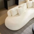 thumbnail image 3 of Modern Beige L-Shaped Sofa 134.6"W x 71.65"D x 26.77"H with PU Leather Base, 3 of 11