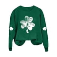 thumbnail image 5 of Ohufall St Patricks Day Shirt Women Crewneck Sweatshirt Shamrock Long Sleeve Shirt Irish Lucky Four Clover Sweater Spring Pullover Tops, 5 of 5