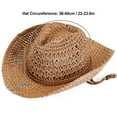 thumbnail image 2 of BadPiggies Straw Cowboy Hat for Men Women Cowgirl Woven Sun Hat Wide Brim Beach Summer Cap Adjustable (Khaki), 2 of 7