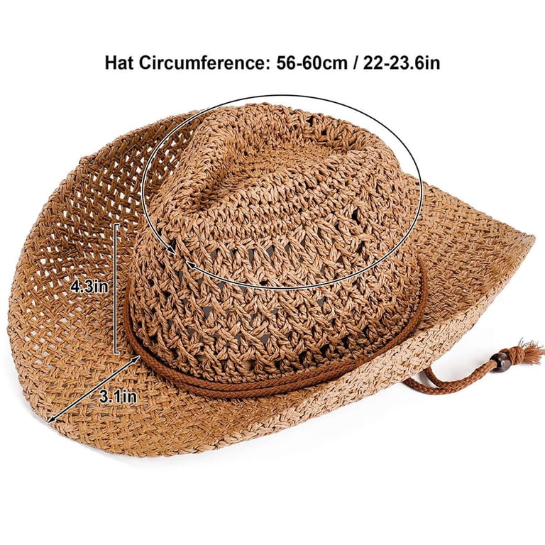 BadPiggies Straw Cowboy Hat for Men Women Cowgirl Woven Sun  display picture 1