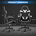 thumbnail image 2 of Ergonomic Video Game Chair with Footrest, 90°-135° Reclining Function, Adjustable Height & Lumbar Support, Swivel Seat for Long Gaming, Black White, 2 of 6