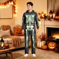 thumbnail image 5 of Unisex Adult Hooded Onesie, Halloween Skeleton Full‑Body Print Long Sleeve Jumpsuit for Men Women Home Loungewear, 5 of 8