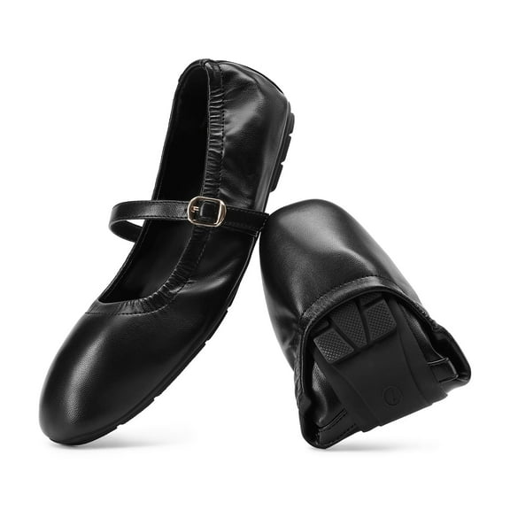 Women Mary Jane Flats Square Toe Foldable Ballet Shoes Comfortable Slip On Dress Shoes for Business Casual Work