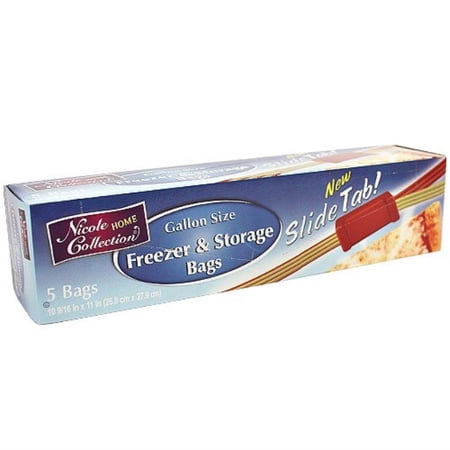 Nicole Home Collection Slider Freezer & Storage Bags, Gallon, 5 Ct