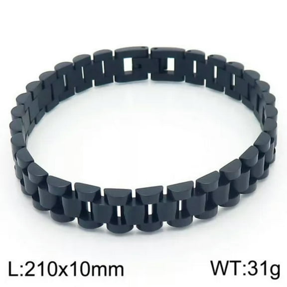 EOEMY 10mm 8" Women Men Stainless Steel Bracelet Bangle Wristband Cuff Chain Jewelry-Black