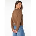 thumbnail image 3 of Celebrity Pink Women's Pointelle Crew Neck Cardigan Sweater, Sizes XS-XXXL, 3 of 11