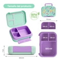 thumbnail image 2 of Lonchera para niña tipo bento box, lunch box con 3 divisiones, sellado hermetico, anti fugaz, (Sirena), 2 of 7