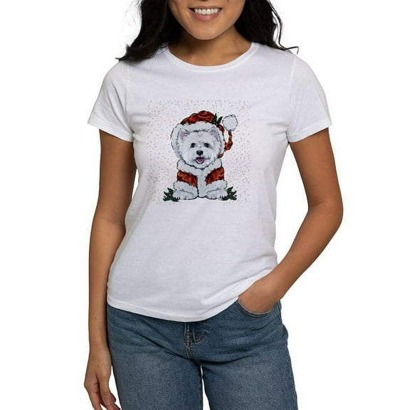 CafePress - Santas Westie Helper T Shirt - Women's Classic T-Shirt