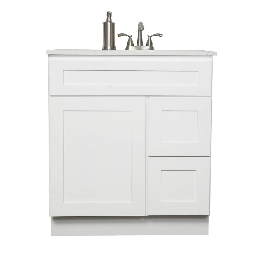 Aershin Contemporary Wood/Plywood Vanity 30" with Drawers Select White