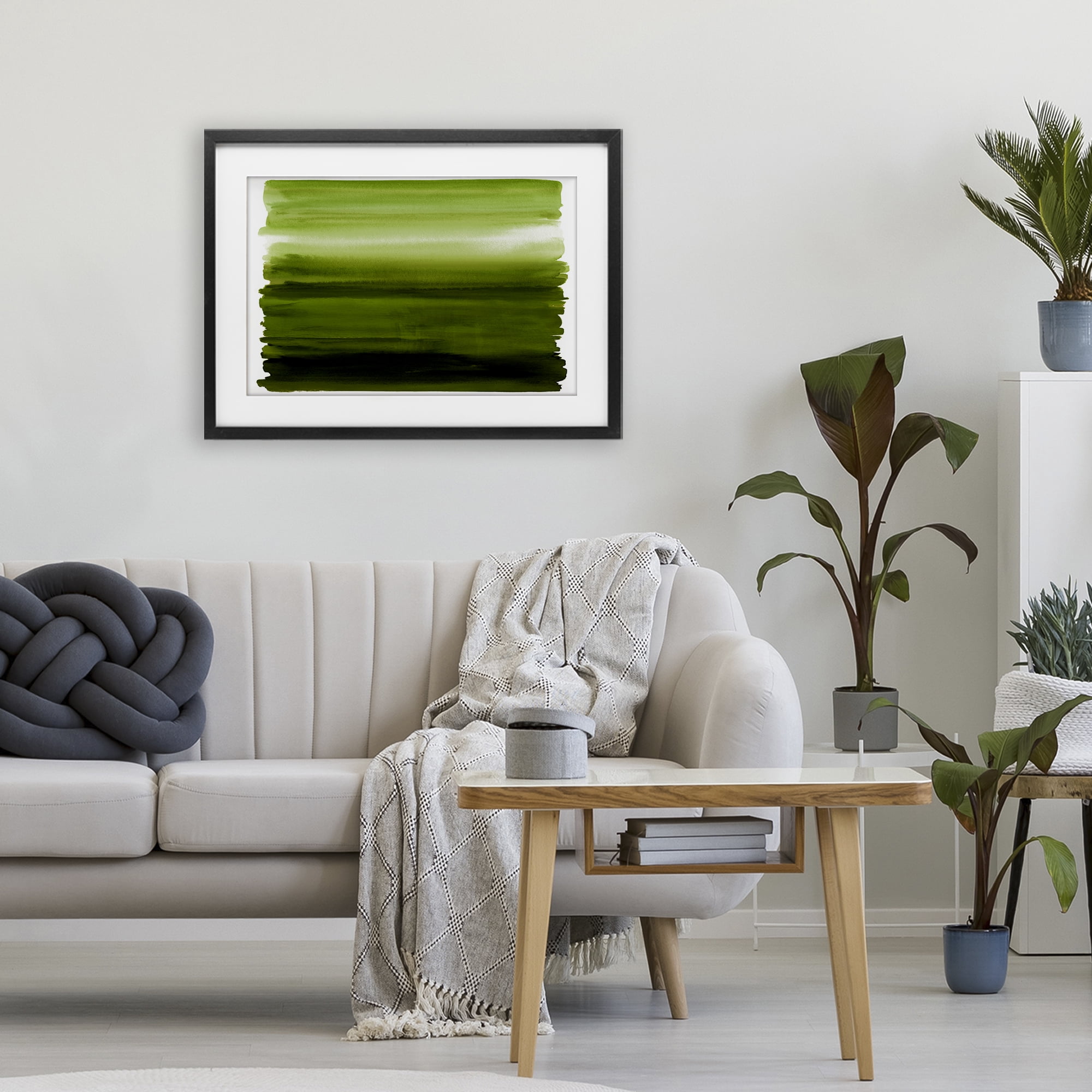 Stupell Industries Ombre Green Gradient Black Framed Print Under Glass, design by Allie Corbin