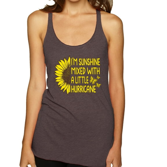 Wild Bobby, I'm Sunshine Mixed With A Little Hurricane , Inspirational/Christian, Women Tri-Blend Racerback Tank Top, Brown, Small