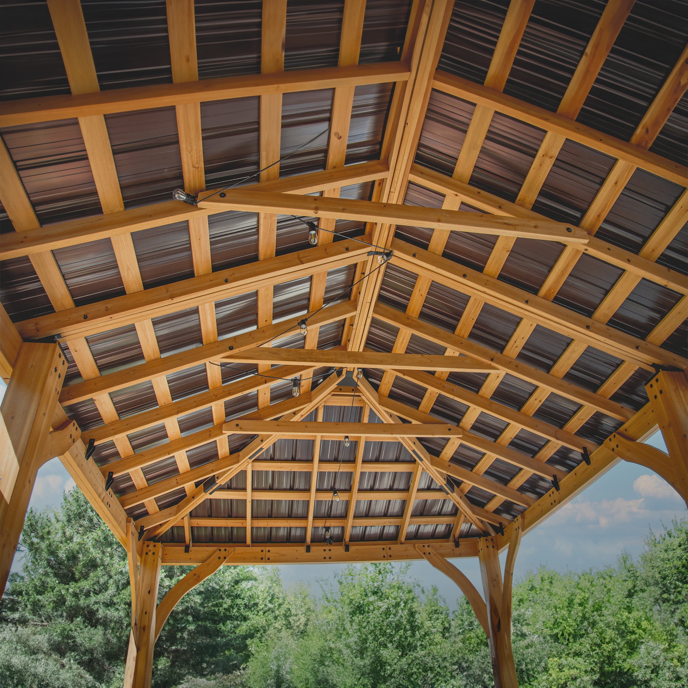 Backyard Discovery Barrington 20' x 12' Cedar Wood Gazebo, Galvanized Steel Roof, PowerPort