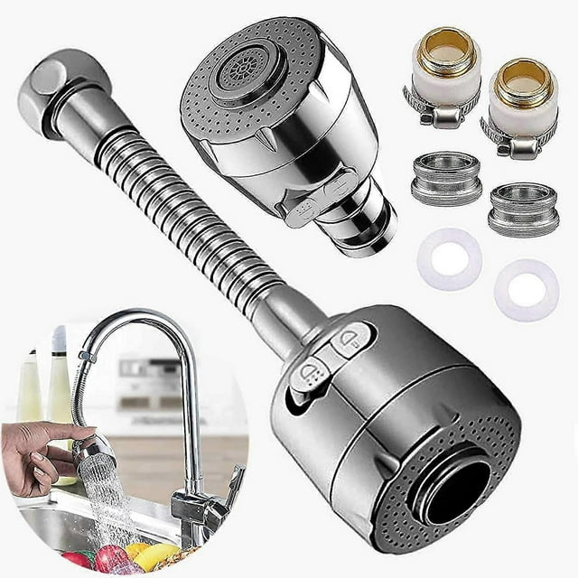 Faucet Aerator 360 Swivel, Faucet Aerator With Extended Hose, Universal Water Saver With