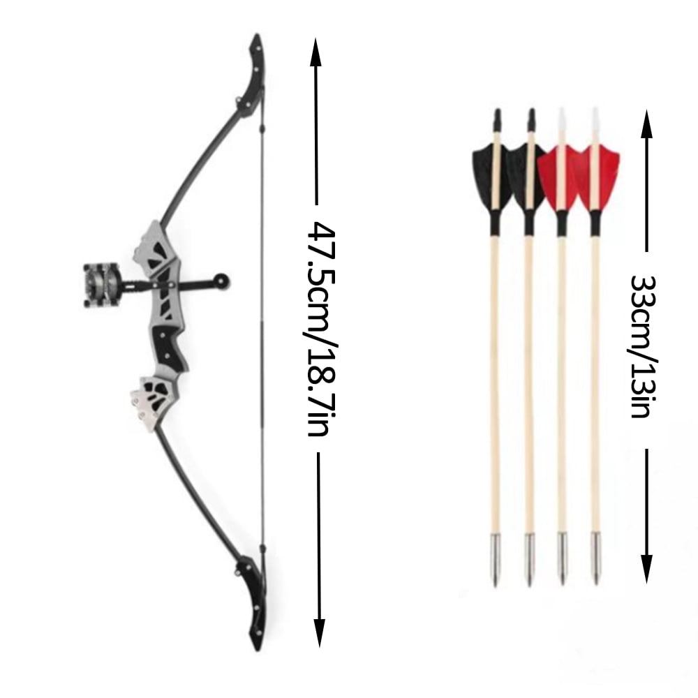 SNOWEAGLE 18.7-inch Bow And Arrow,Stainless Steel Mini Bow , Arrow Mini Reverse Bow, Mini Composite Bow, Metal Bow, Indoor Competitive Shooting Sports Shooting