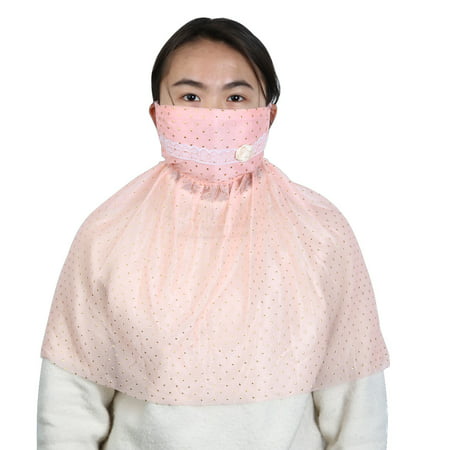 Women Polyester Face Neck Skin Care Summer Breathable Mouth Mask Coral Pink