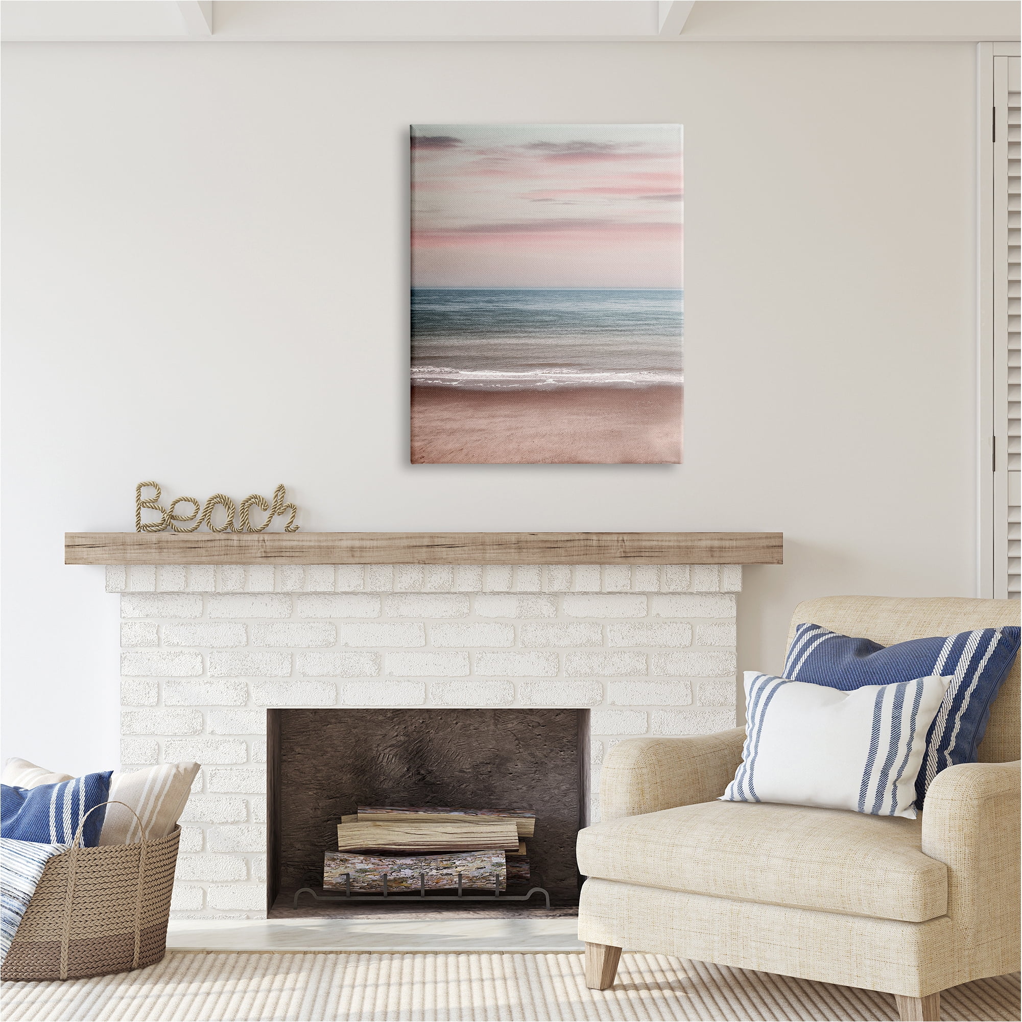 Stupell Industries Pastel Shore Sunrise Landscape Painting Gallery Wrapped Canvas Art Print Wall Art, 30 x 40