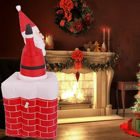 Christmas 5 Ft Animated Santa Claus Climbing Out Of Chimney